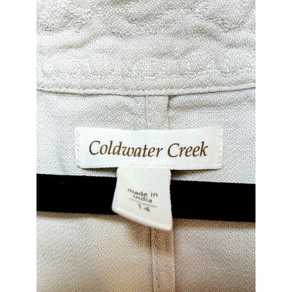 Coldwater Creek Open Front Long‎ Sleeve Linen Jacket Cream Women's Size 14 - Picture 4 of 8